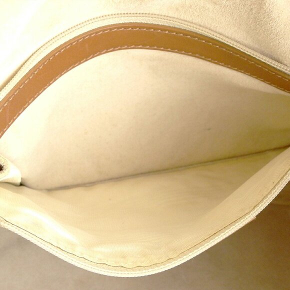 authenticity guaranteed GUCCI Tote Bag Reather Tag Beige Suede Leather used - Picture 5 of 8